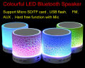 Colourful LED Mini Wireless Bluetooth Speaker TF Card USB FM Portable Music speakers Hand-free call AUX with Mic For Phone PC. 