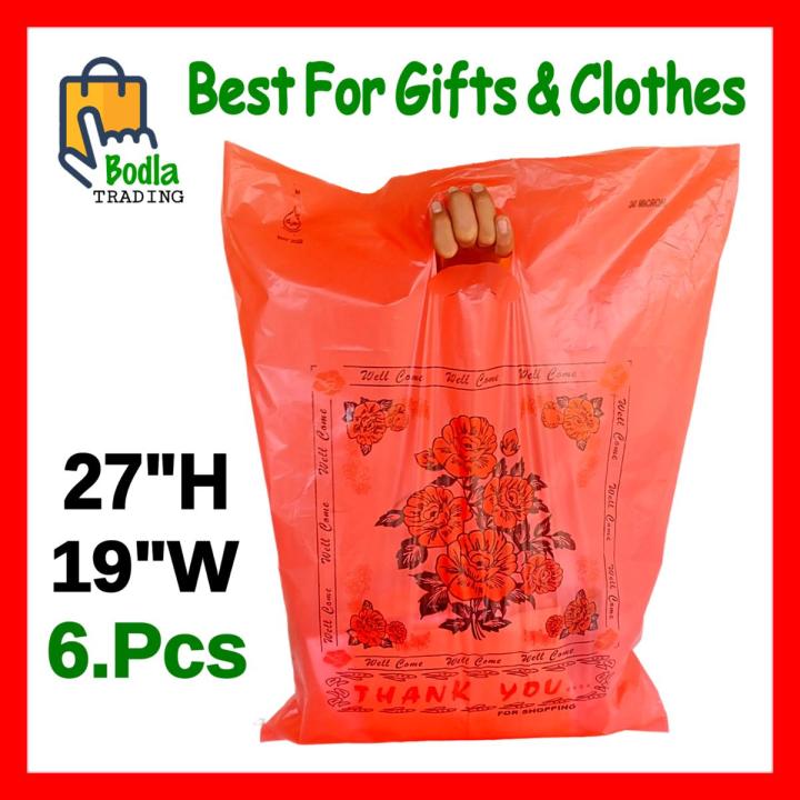 Thank You Shopping Bags 27" H x 19" W For Gifts & Clothes Plastic Shopping Bags D Handle (6.Pcs)