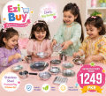 Miniature Kids Kitchen Set Stainless Steel Kids Kitchen Toys Set With  Free Plastic Basket/Bowl  Miniature Cooking Set Simulation Tableware Toy Pretend Play Cook Toy for Kids. 