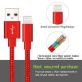 Lightning Cable 2A Fast Charging Cable for iphone – QC 3.0 High Nylon Braided Data Cable for Apple/iphone Devices - 1 Meter / Heavy Duty Metal Braided Lightning USB Charger Cable Fast Charging Cord compatible with iPhone Red. 