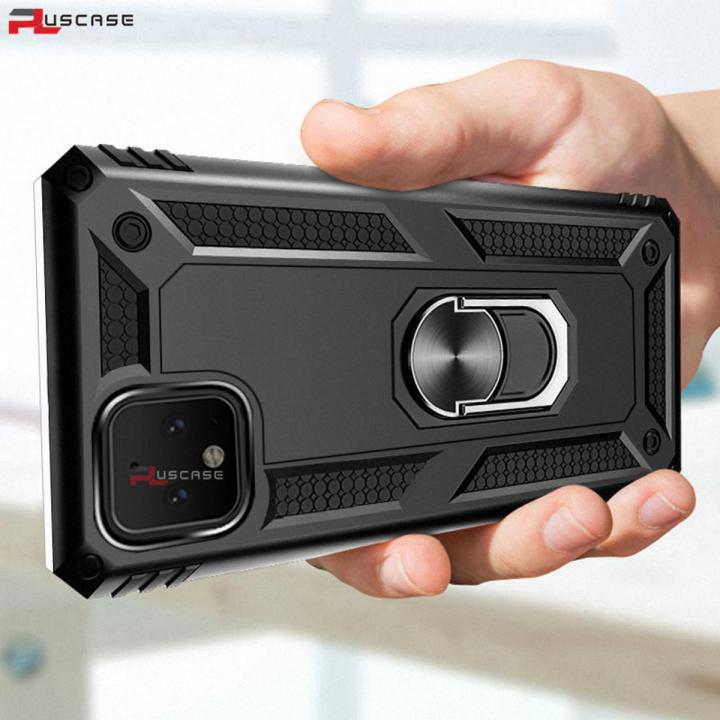 PlusCase for Google Pixel 4 Case Shockproof Stand Finger Ring Hard Back Phone Cover