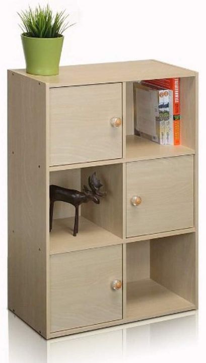 eFurniture Gorgeous 3-Tier 6 Cube with 3 Door and 3 Open Cube Shees Bookcase Bookshef Storage Bookcases Multifunctional Display Shelf