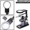 Electrica TE-803 Hands-Free USB Welding Magnifying Glass with 2.5X/4X/16X Lenses, 16 LED Lights, Solder Iron Stand Holder Station Magnifier. 