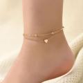 Double Chain Heart Anklet Payal for Girl Simple Gold Foot Bracelet. 