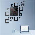 3D Wooden Wall Clock,Wooden Watch DIY Design Decoration Clocks Square Wall Clocks New Design Creative Clocks for Home Living Room and Offices and for Gifts. 
