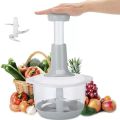 THE FASHION FRONT Hand chopper Manual Food Chopper, 2000ML/1.5 Liter Speedy Chopper with 3 Curved Stainless Steel Blades, Handheld Vegetable Chopper/Mincer/Mixer/Blender to Chop Fruits Onions/Nuts/Ginger/Herbs/Garlics/Meet. 