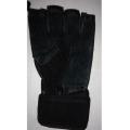 Sport Fitness Leather Gym Gloves Black. 