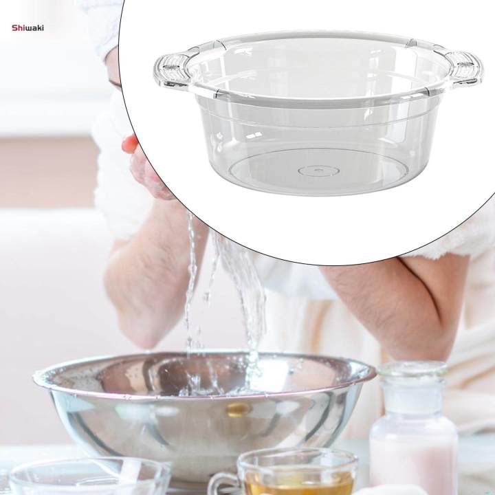 Wash Basin Clear Dishpan for Washing Dishes for Mixing Storaging Cleaning Small Gray
