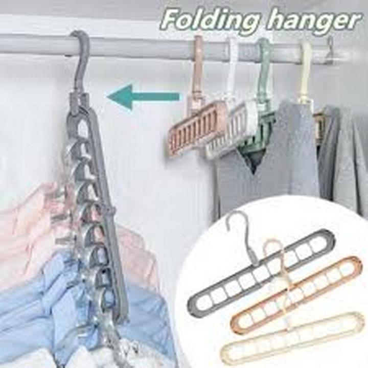 Rotate Anti-Skid Folding Hangers Magic Space Saving Hangers Clothes Hangers Organizers 9 Hole 360°