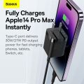 Baseus 30W USB C Charger, GaN3 mini Type C Fast Power Adapter with Foldable Plug, for iPhone 15 Pro/Pro Max/14/13, Galaxy S23 Ultra, Google Pixel 7 Pro/6, MacBook Air, iPad Pro. 