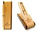 Customized Premium Name/Logo Engraved Wooden Pen with Stand | Office - School Accessories | A perfect gift for him, her, kids, boys, girls, father, mother, husband, wife, couple. 