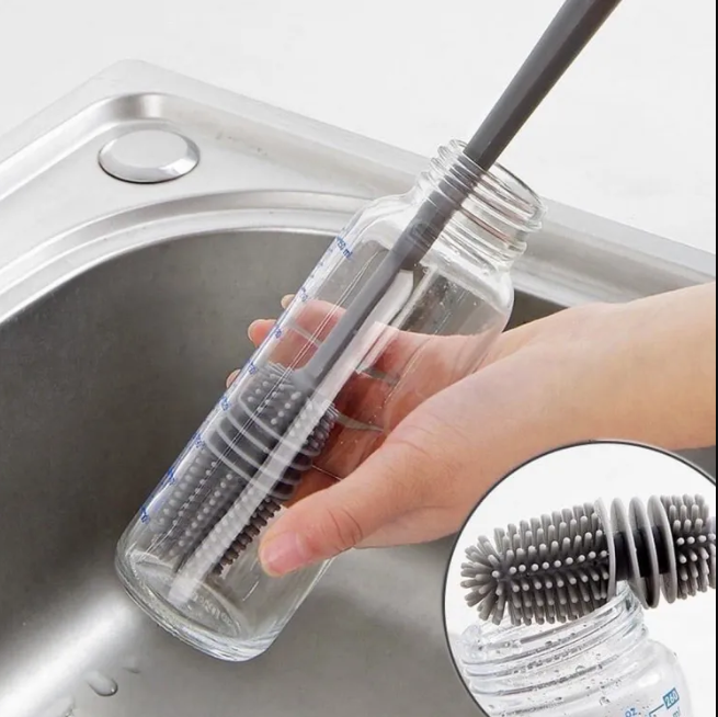 Silicone Long Handle Bottle Cleaning Brush for Washing Baby Feeder