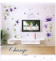 Wall Sticker For Living Room Romantic Purple flower Wall Stickers For Home.. 