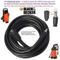 Black n Decker Pressure Hose 5 meter for PW1200 Pressure Washers - 1 Click end - 1 M22 Threaded end - also for Total, Ingco, Emtop 1200 Watts only, CPT 52003, etc.. 