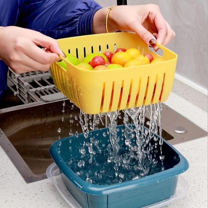 ABST - Double Layer Drain Basket With Lid - 1 Set | Daraz.pk