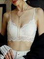 Floral Lace Bralette Padded Wireless Bra Adjustable Shoulder Strap. 