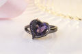 Ring/Zircon Ring/ Heart Ring/ Women Ring/Love Ring/Black Ring. 