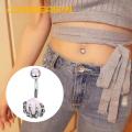 Navel Ring Sparkling Stainless Steel Belly Button Ring with Pink Cubic Zirconia Heart Butterfly Design Perfect Body Piercing Jewelry Gift for Southeast Asian Buyers Shining Cubic Zirconia Belly Button. 
