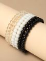 Set of 6 Multi-color Bracelets Black/White/Transparent Bracelets. 