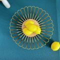 Golden Luxury Fruit Basket Countertop Fruit Vegetable Basket Bowl for Kitchen Counter, Metal Wire Countertop Fruit Bowl Basket Holder for Kitchen | Gold Modern Storage Table Centerpiece with Wood Stand | Home Décor 1pcs. 