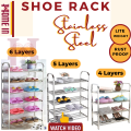 Stainless Steel Shoes Rack Shoe Organizer Storage Shelf 4, 5 and 6 Tiers / Layers, Shoes Rack for Bedroom Hallway Entryway, for Boots/High Heels/Slippers - HomeIN. 