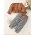 fashion dress Baby Clothing Sweet Toddler Baby Girl Clothes long  Sleeve Shirt with trousers Dress Outfit for winter season. 