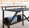mall Computer Desk, 27.5 inch Desk for Small Spaces with Storage, Compact Table with Monitor & Storage Shelves for Home Office, Modern Style Laptop Desk. 
