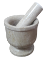 Marble Langri for Grinding Chillies Mixing & Mincing Kithen Lungri Kitchen, Morter and Pestle Set, Bowl Polished Natural Marble Stone, Grinder and Crusher Medicine Hawan dasta,  300 ml. 