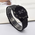 LooKeo mall Fashion-forward Unisex LED Watch with Touch Screen, Diamonds and Steel Strap for Fashionable Couples. 
