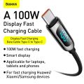 Baseus USB Type C to Type C Cable with LED Display,  PD 100W Nylon Braided USB C to USB C Cable for Samsung/Huawei/Tabs/Laptops. 