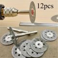 12Pcs Durable 22mm Diameter Diamond Cutting Disc 3mm Aperture with Mandrel Cutting Blade Set Mini Circular Saw Blade Metal Cutting. 