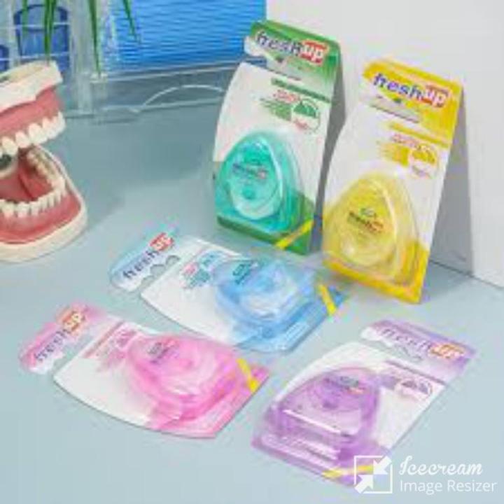FreshUp Mint Dental Floss 50m - Anti-Cavity Oral Care Flosser with Oral Care & Whitening Effects