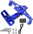 Blue Universal CNC Motorcycle License Plate Holder Frame With LED (Number plate holder)Aluminum Adjustable Universal Fitment Motorcycle Accessories -  Blue. 