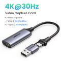 UGREEN Video Capture Card 4K HDMI to USB C Type-C HDMI Video Grabber Box for PS5 Xbox Camera. 