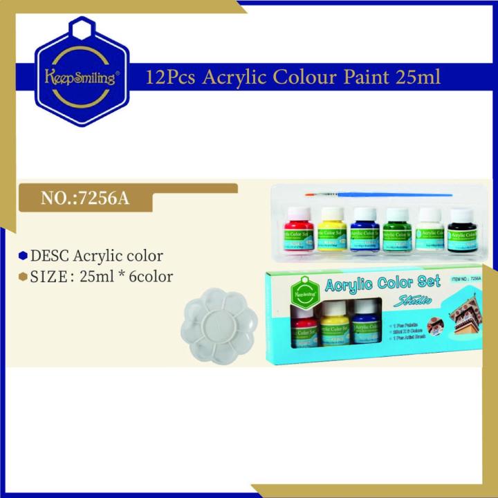 Keep Smiling 7256A Acrylic Color Paints Set 25ML x 6pcs Bottles (Pack of 6pcs)