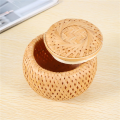 Set of 2 Small Decorative Bamboo Baskets with Lid for Storing Small Items Handmade and Braided Bamboo Storage Box. 