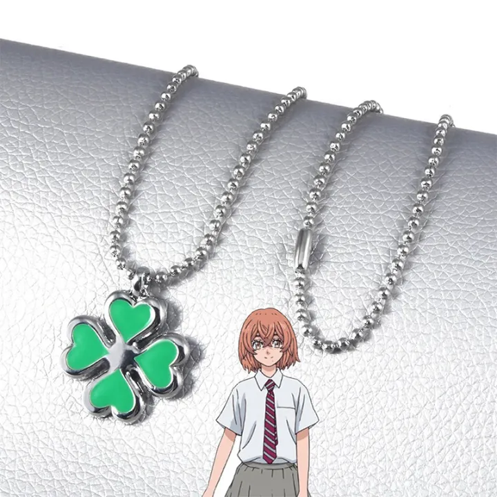 New Anime Tokyo Revenger Necklace Four Leaf Clover Pendant Necklace for Women Girl EVICH