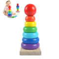 Educational Rainbow Wooden Stacking  Ring Tower Game For Montessori Kids. 