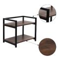 2-Layer Iron Kitchen Storage Rack – Microwave Oven Stand, Space-Saving Floor Shelf, Large Capacity Organizer – Black Walnut (24x 13 x 23 Inches). 