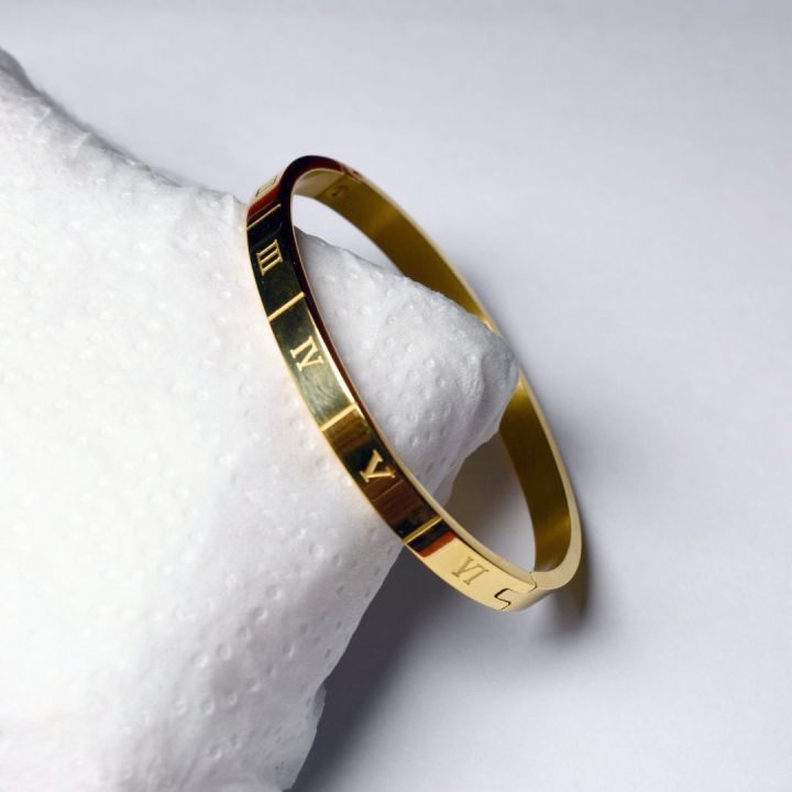 Classic Roman Numeral Golden Bracelet for Men and women Daraz.pk