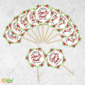 Customized Date fixed Mithai Cupcake Toppers Pack of 10 Engagement Topper for Wedding Party Celebration. 
