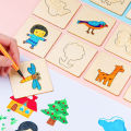 Kids Wooden Drawing Stencils Kit Drawing Board Toys Coloring Puzzle Arts Crafts Set Educational Toys For Kids Accessories. 