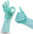 Magic Dish washing Gloves with scrubber, Silicone Cleaning Reusable Scrub Gloves for Wash Dish,Kitchen, Bathroom(Blue,1 Pair: Right + Left Hand). 