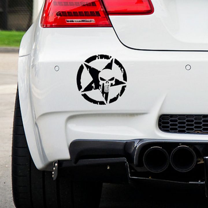 Auto Punisher Star Skull Head Pentagram(Black) Car Sticker,Car Accessories, Stickers for Car