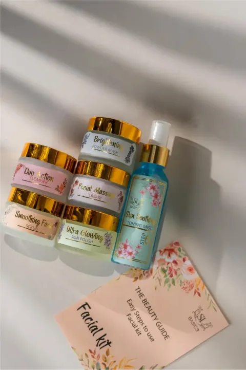 SL%20Basics%20Facial%20kit%20-%20Skin%20Soothing%20Toning%20Mist%20-%20Smoothing%20Facial%20Scrub%20-%20UltraGlowing%20Skin%20Polish%20-%20Facial%20Massage%20Cream%20-%20BrighteningPowder%20Mask%20-%20Duo%20Action%20Cleanser%20-%20Complete%20Facial%20Kit%20-%20Easy%20to%20use%20Facial%20Kit.%20-%20Image%202