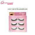 Glamorous Face 3 Pack 5D Eyelashes, 3 Pairs Mink Lashes, Dramatic Round Look Lashes, Reusable Eyelashes, Volume Eyelashes, Bridal Party Wear Lashes-D. 