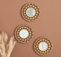 Elegant 3-Piece Golden Decorative Wall Mirror Set for Home Room Decor. 