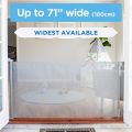 Child Safety Indoor/Outdoor Retractable Baby Gate 33" Tall, Extends to 71" Wide, Gray. 