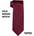 Solid Maroon Necktie Soft Polyester For Fashion, Formal Wear, Weddings, Prom, Celebration, parties, Unisex Classic Design. 