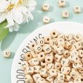 Pack Of 40 Beads Wooden ABC Beads Set Alphabets- Wood Letter Beads- Multipurpose- Square Shape Wooden Shape -   Wood cube Letter Beads  - Cube Wooden Alphabet Beads. 